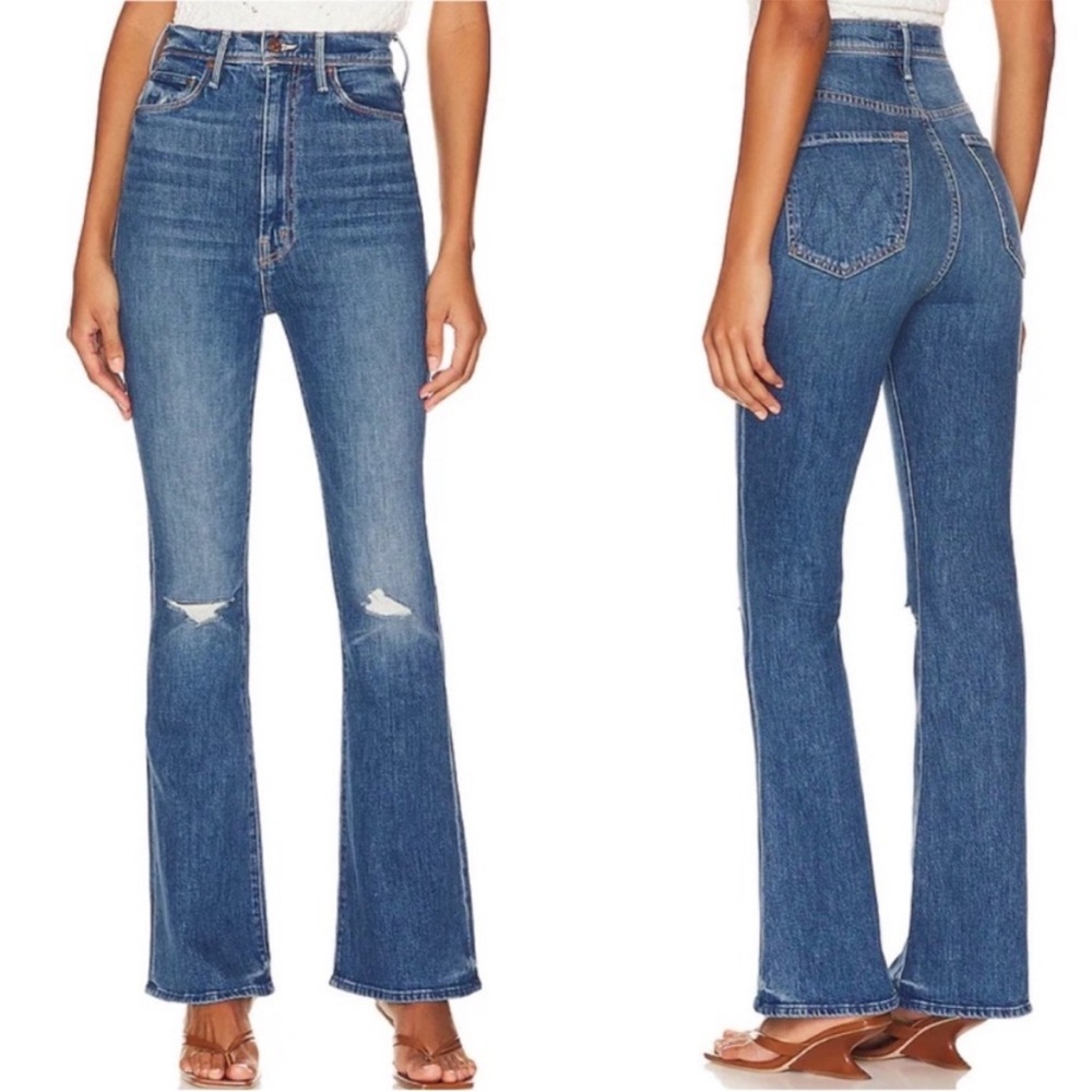 Mother The Tippy Top Cruiser Sneak in Globe Trotter 30 Flare Jeans High Rise
